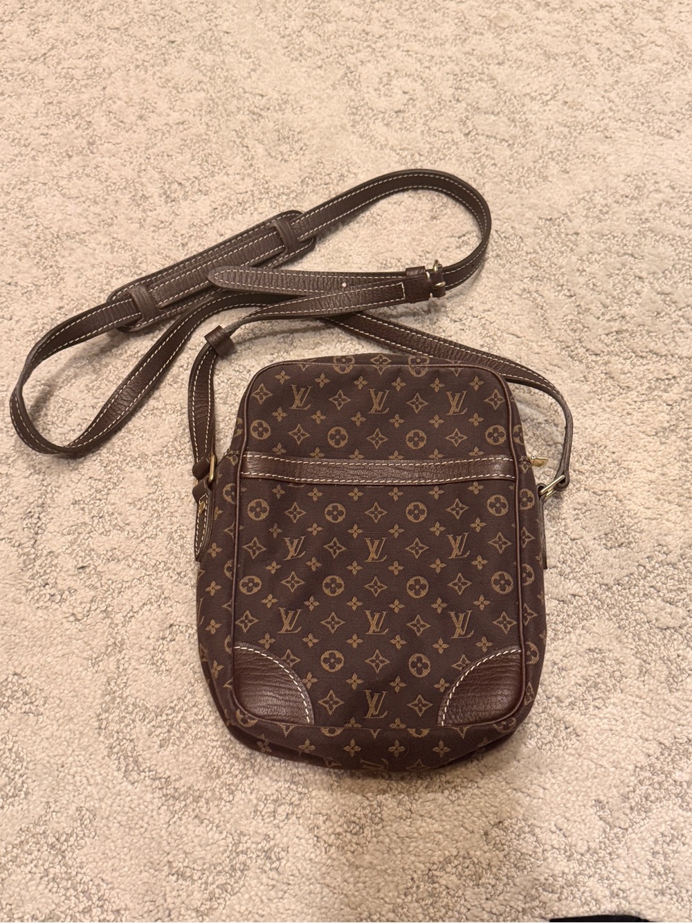 Louis Vuitton Monogram Mini Lin Danube Brown Crossbody Bag